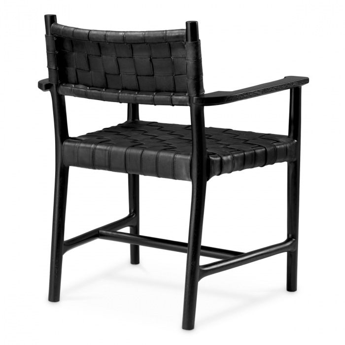 Scaun dining, Tiberio cu brat piele neagra clasic negru, Dimensiuni: W. 65 | D. 63.5 | H. 85 | SD. 52 | SW. 51 | SH. 49 | AH. 67.5   [4]