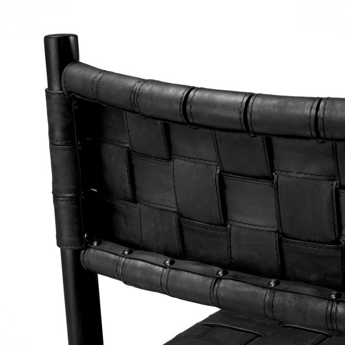 Scaun dining, Tiberio cu brat piele neagra clasic negru, Dimensiuni: W. 65 | D. 63.5 | H. 85 | SD. 52 | SW. 51 | SH. 49 | AH. 67.5   [5]