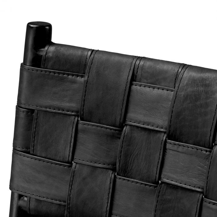 Scaun dining, Tiberio piele neagra clasic negru, Dimensiuni: W. 58 | D. 59.5 | H. 85 | SD. 50 | SH. 48   [5]