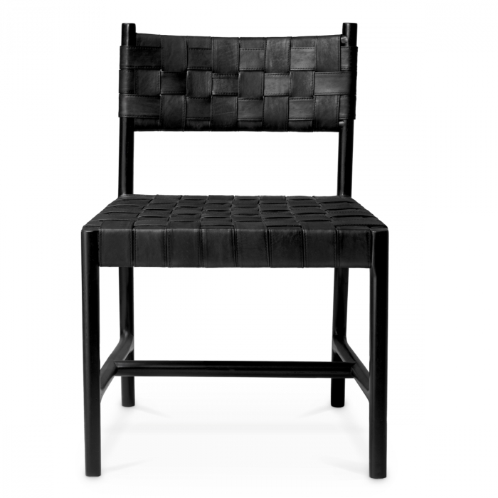 Scaun dining, Tiberio piele neagra clasic negru, Dimensiuni: W. 58 | D. 59.5 | H. 85 | SD. 50 | SH. 48   [2]