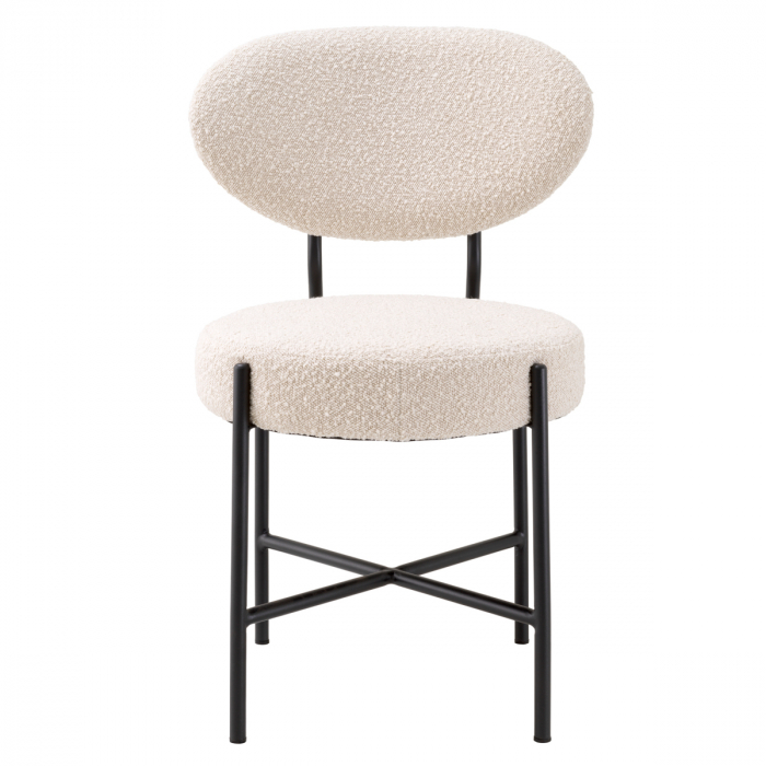 Scaun dining, Vicq bouclé crem set de 2, Dims: W. 53 | D. 59 | H. 83.5 | SD. 45 | SH. 46.5  (CM) [3]