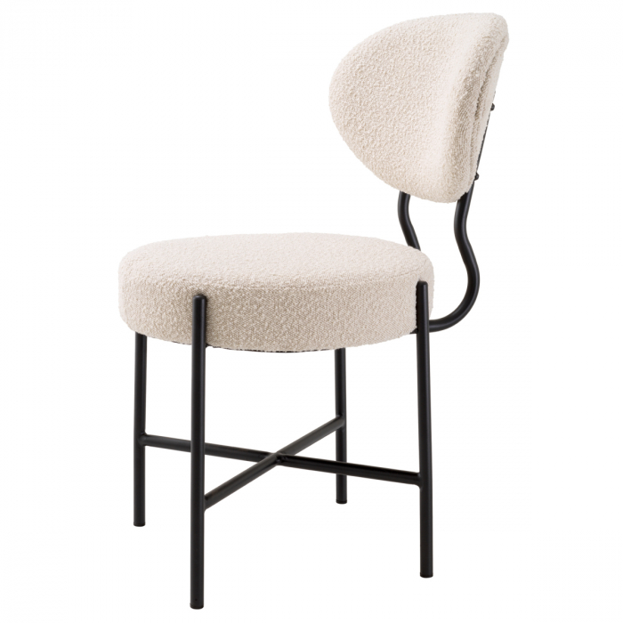 Scaun dining, Vicq bouclé crem set de 2, Dims: W. 53 | D. 59 | H. 83.5 | SD. 45 | SH. 46.5  (CM) [4]