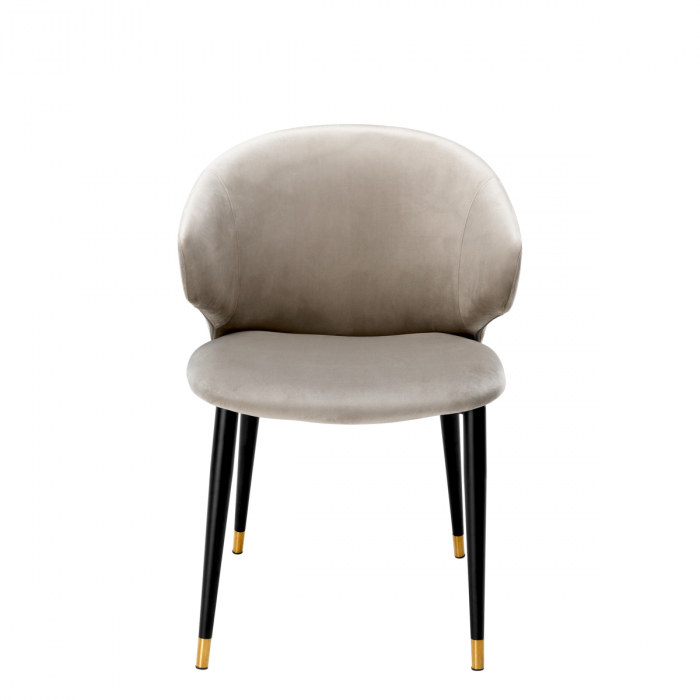 Scaun dining, Volante cu cotiera Roche catifea bej  [3]