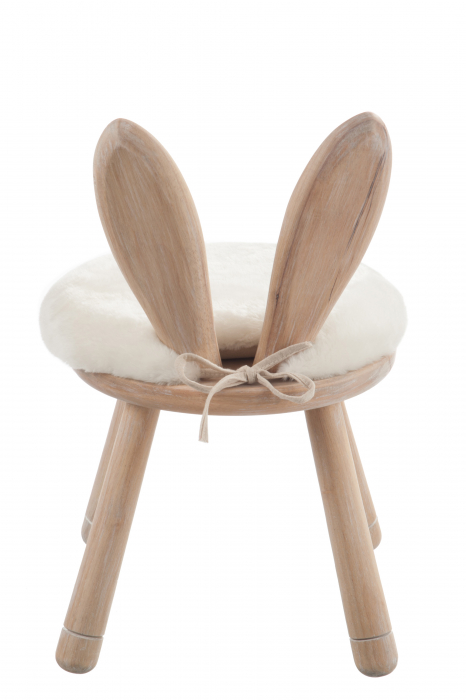 Scaun Ear Rabbit, Lemn, Alb/Natural, 16.5x16.5x29 cm [4]