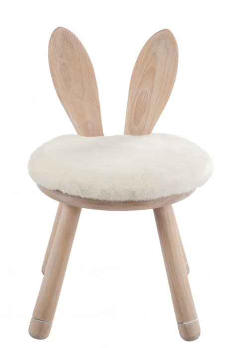 Scaun Ear Rabbit, Lemn, Alb/Natural, 16.5x16.5x29 cm [2]