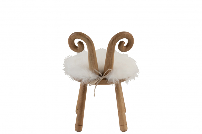 Scaun Ear Sheep, Lemn/Blana, Maro/Natural, 36x36x56 cm [5]