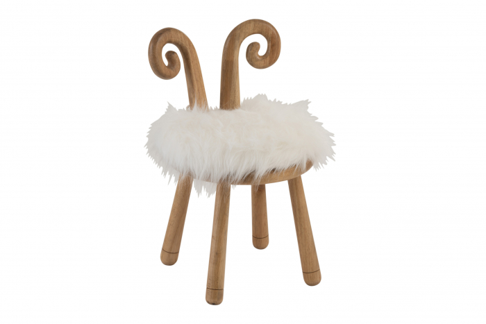 Scaun Ear Sheep, Lemn/Blana, Maro/Natural, 36x36x56 cm [2]