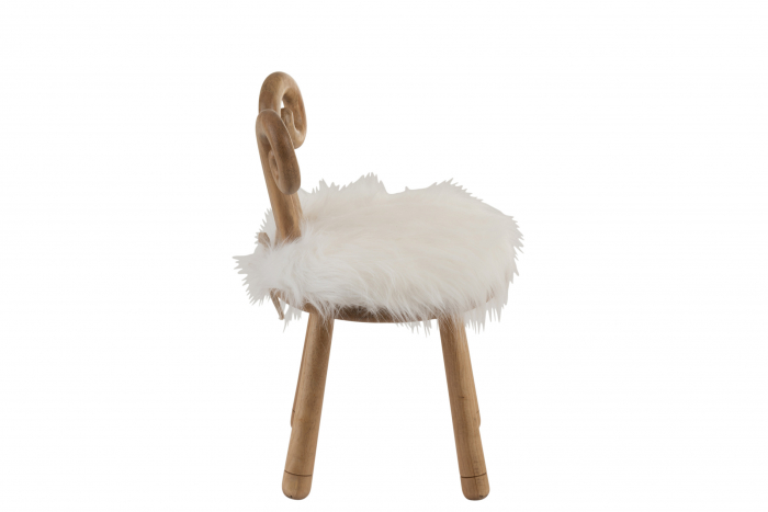 Scaun Ear Sheep, Lemn/Blana, Maro/Natural, 36x36x56 cm [4]