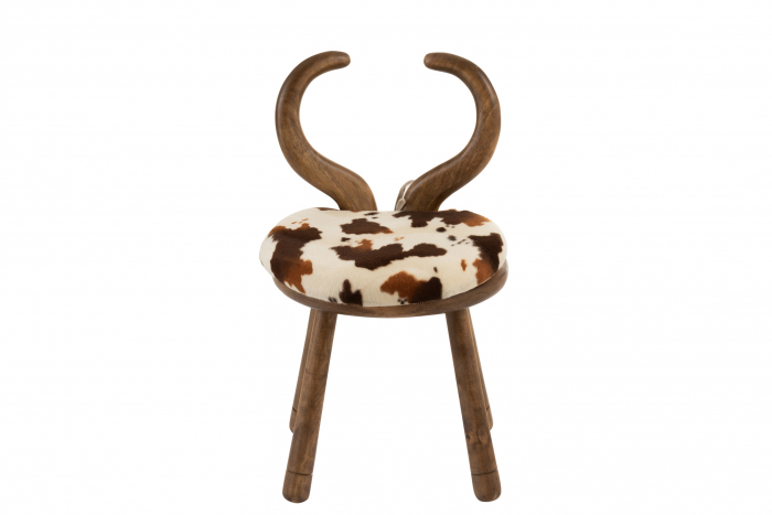 Scaun Ears Cow, Lemn/Blana, Maro/Natural, 36x36x58 cm [3]