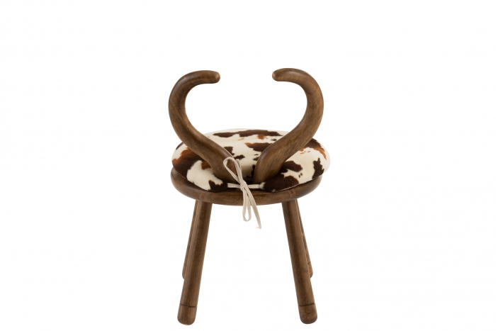 Scaun Ears Cow, Lemn/Blana, Maro/Natural, 36x36x58 cm [5]