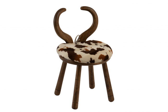 Scaun Ears Cow, Lemn/Blana, Maro/Natural, 36x36x58 cm [2]