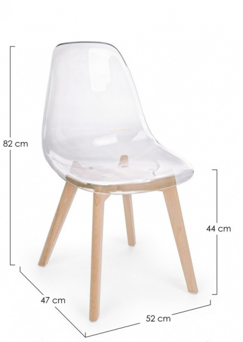 Scaun Easy, Plastic, Translucid, 52x47x82 cm  [2]