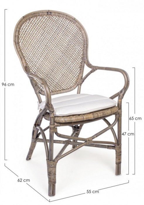 Scaun Edelina , Ratan, Gri, 55x62x96 [2]