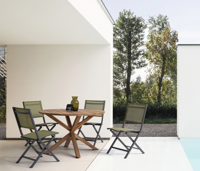 Scaun Elin LH32, Aluminiu/Poliester, Negru/Verde, 47x57x88 cm [8]