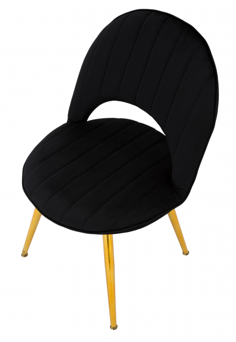 Scaun Flex, Lemn/MDF/Burete/Catifea/Fier, Negru/Auriu, 75x51x28 cm [5]