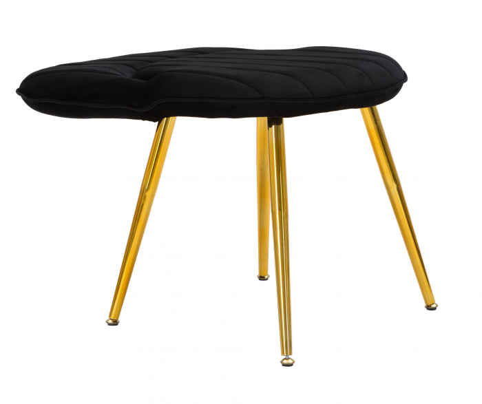 Scaun Flex, Lemn/MDF/Burete/Catifea/Fier, Negru/Auriu, 75x51x28 cm [2]