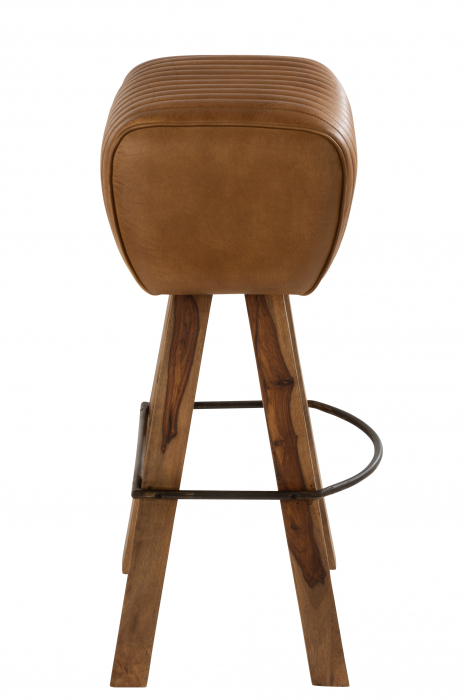 Scaun de bar Gym, Lemn/Imitatie piele, Maro, 38x30x72 cm [3]