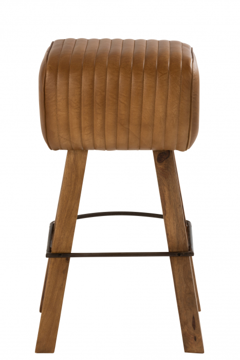 Scaun de bar Gym, Lemn/Imitatie piele, Maro, 38x30x72 cm [4]