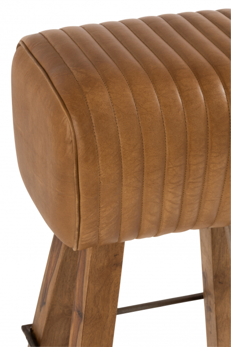 Scaun de bar Gym, Lemn/Imitatie piele, Maro, 38x30x72 cm [6]