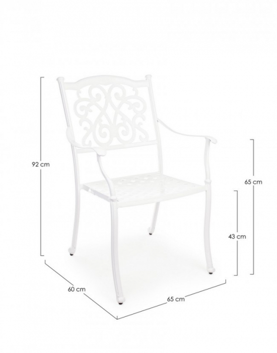 Scaun Ivrea, Aluminiu, Alb, 65x60x92 cm [2]