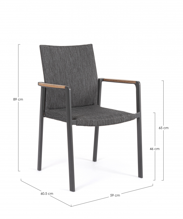 Scaun Jalisco, Aluminiu/Poliester, Negru, 60.5x60.5x89 cm (gold) [5]