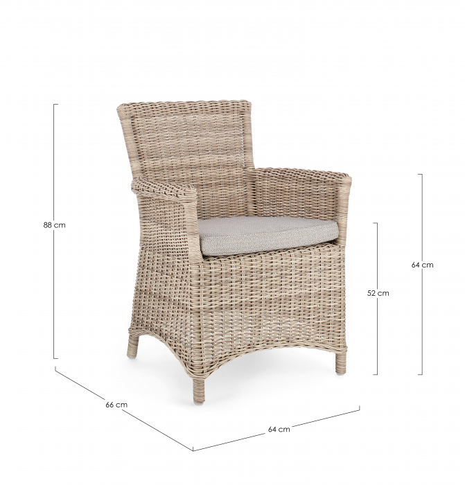 Scaun Jupiter, Aluminiu/Poliester, Natural, 64x66x88 cm [2]