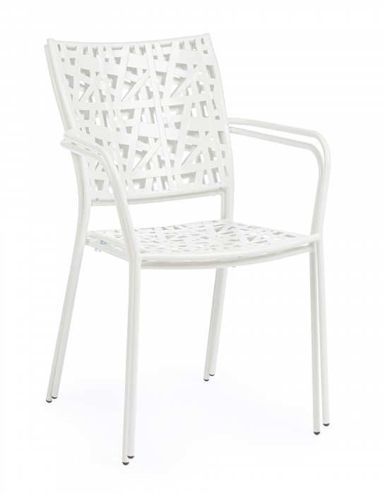 Scaun Kelsie, Otel inoxidabil/Poliester, Alb, 54x55x89 cm [4]