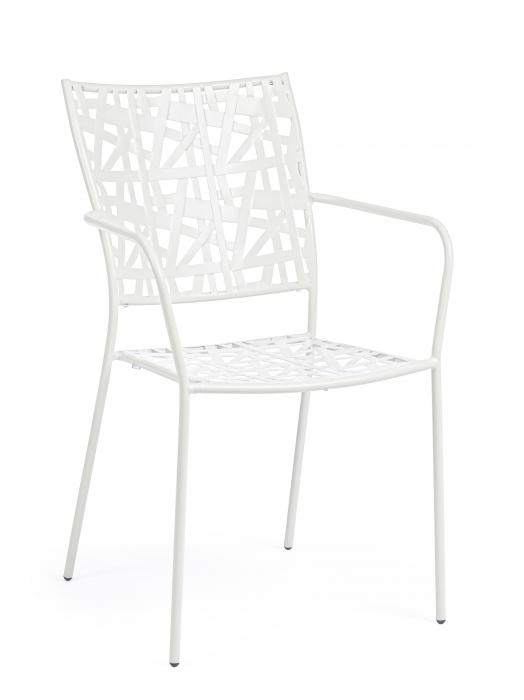Scaun Kelsie, Otel inoxidabil/Poliester, Alb, 54x55x89 cm [2]