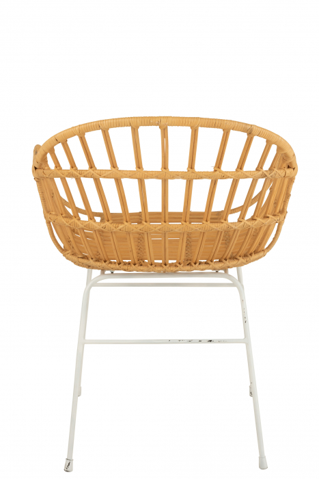 Scaun Keni, Ratan/Metal, Natural/Alb, 55x58x80 cm [4]