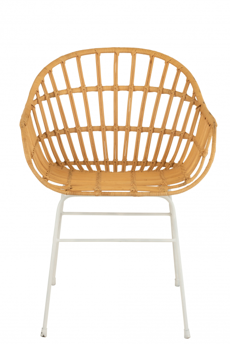 Scaun Keni, Ratan/Metal, Natural/Alb, 55x58x80 cm [2]