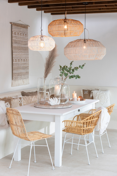 Scaun Keni, Ratan/Metal, Natural/Alb, 55x58x80 cm [8]