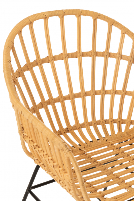 Scaun Keni, Ratan/Metal, Natural/Alb, 55x58x80 cm [7]