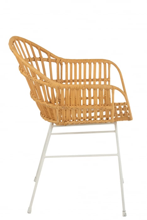 Scaun Keni, Ratan/Metal, Natural/Alb, 55x58x80 cm [3]