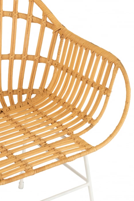Scaun Keni, Ratan/Metal, Natural/Alb, 55x58x80 cm [6]