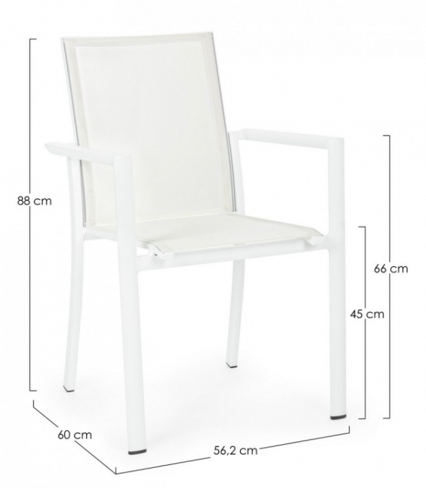Scaun Konnor, Aluminiu, Alb, 56.2x60x88 cm  [2]