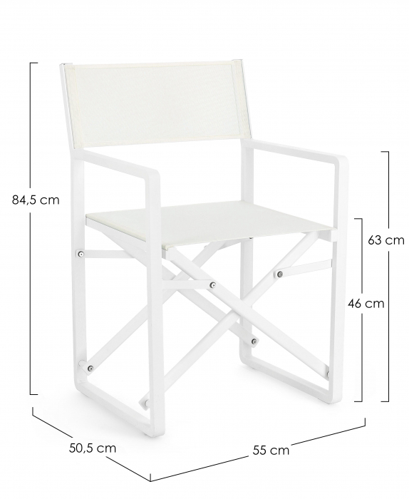 Scaun Konnor, Aluminiu/Poliester, Alb, 55x50.5x84.5 cm [2]