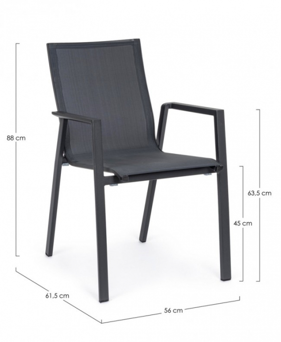 Scaun Krion, Aluminiu, Negru, 56x61.5x88 cm  [2]