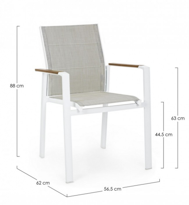 Scaun KUBIK, aluminiu, alb, 56.5x62x88cm [2]
