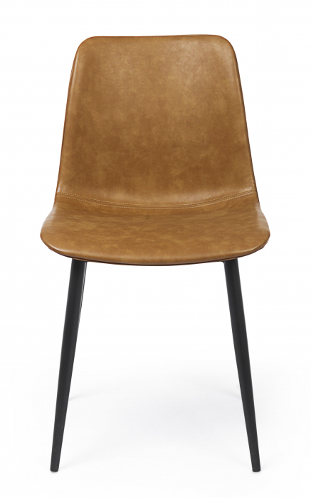 Scaun Kyra, Otel/Piele sintetica, Maro/Negru, 44x50x80 cm [3]