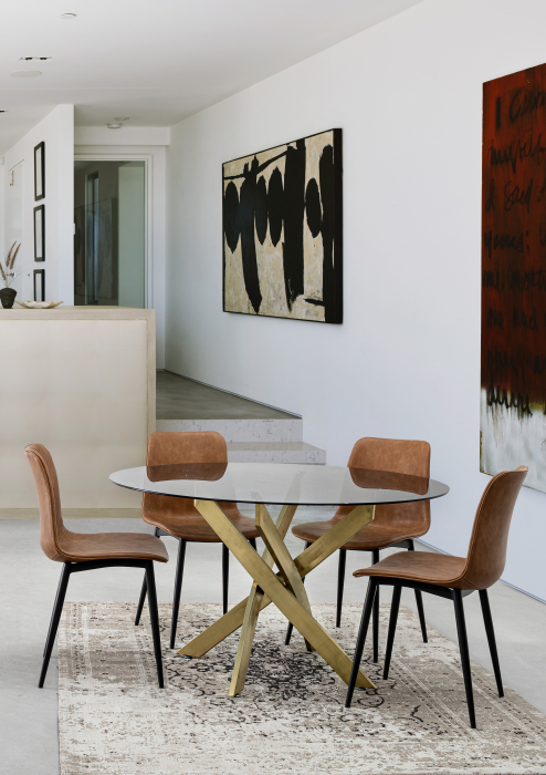 Scaun Kyra, Otel/Piele sintetica, Maro/Negru, 44x50x80 cm [2]
