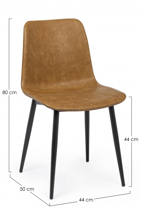 Scaun Kyra, Otel/Piele sintetica, Maro/Negru, 44x50x80 cm [7]