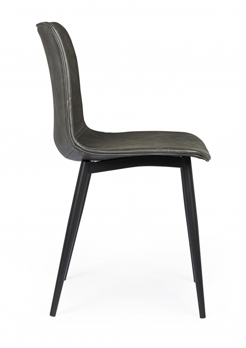 Scaun Kyra, Otel/Piele sintetica, Negru, 44x50x80 cm [7]
