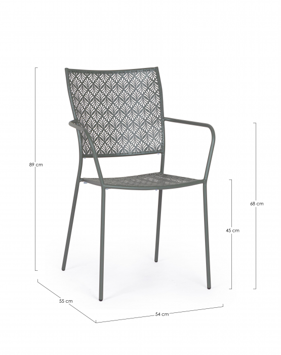 Scaun Lizette, Aluminiu/Poliester, Verde inchis, 54x55x89 cm [6]