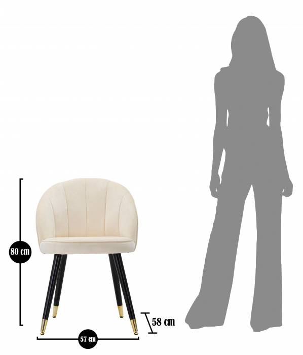Scaun Loty, Lemn/MDF/Burete/Catifea/Fier, Crem/Auriu/Negru, 61x60x45 cm [10]