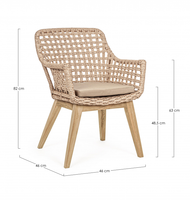 Scaun Madison, Aluminiu/Poliester, Crem/Maro, 46x46x82 cm (gold) [4]