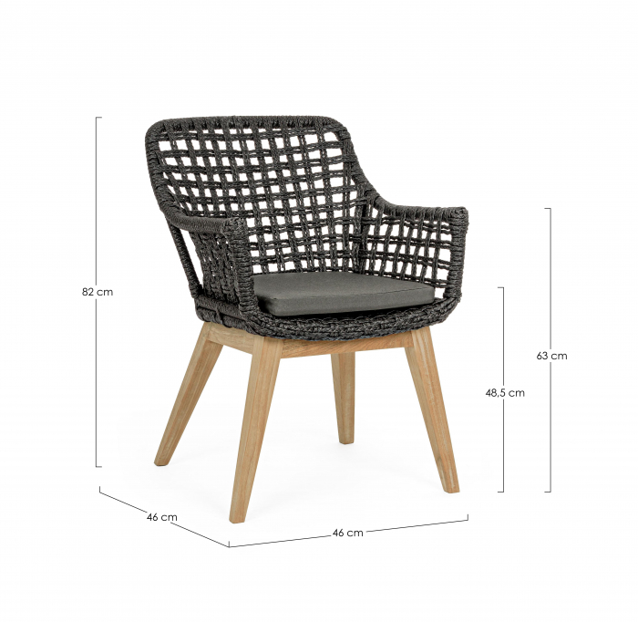 Scaun Madison, Aluminiu/Poliester, Negru/Maro, 46x46x82 cm (gold) [4]