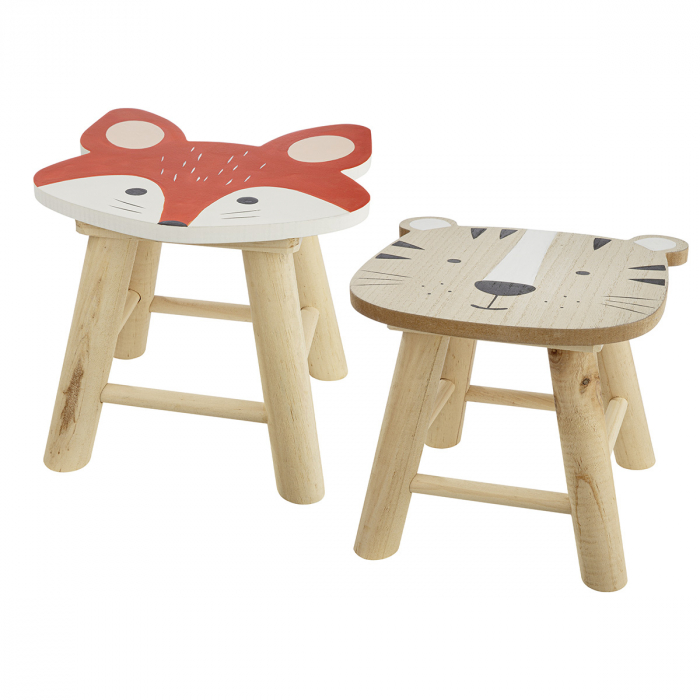 Scaun, motiv Tigru, lemn, culori naturale, PU 2, 2 asortate, L. 25 cm, l. 24 cm, H 21 cm [1]