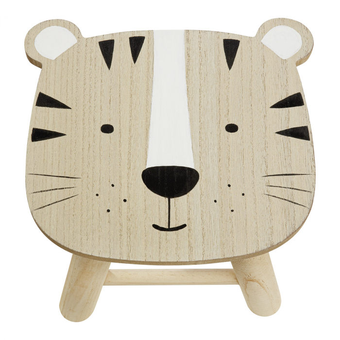Scaun, motiv Tigru, lemn, culori naturale, PU 2, 2 asortate, L. 25 cm, l. 24 cm, H 21 cm [4]