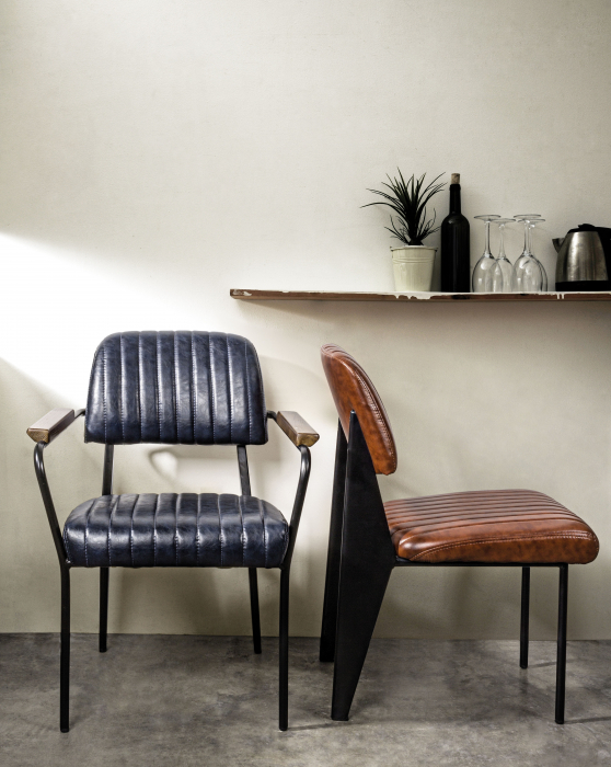 Scaun Nelly, Otel/Piele sintetica/Spuma, Maro/Negru, 60x59x84 cm [2]