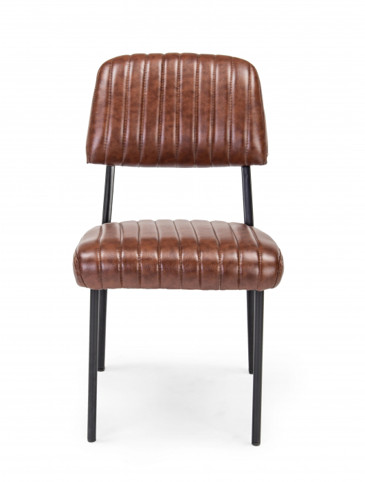 Scaun Nelly, Otel/Piele sintetica/Spuma, Maro/Negru, 60x59x84 cm [3]